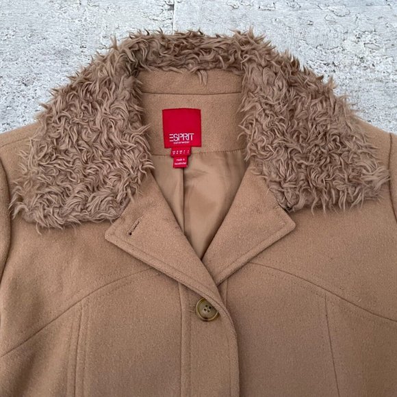 Esprit Penny Lane With Fur Trim Women Jacket Fur Coat Size M - Picture 2 of 12